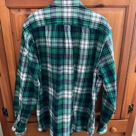 LANDS END Green & Plaid Plaid Flannel Button Down Shirt Mens L/T 16-16.5 - Picture 3 of 4